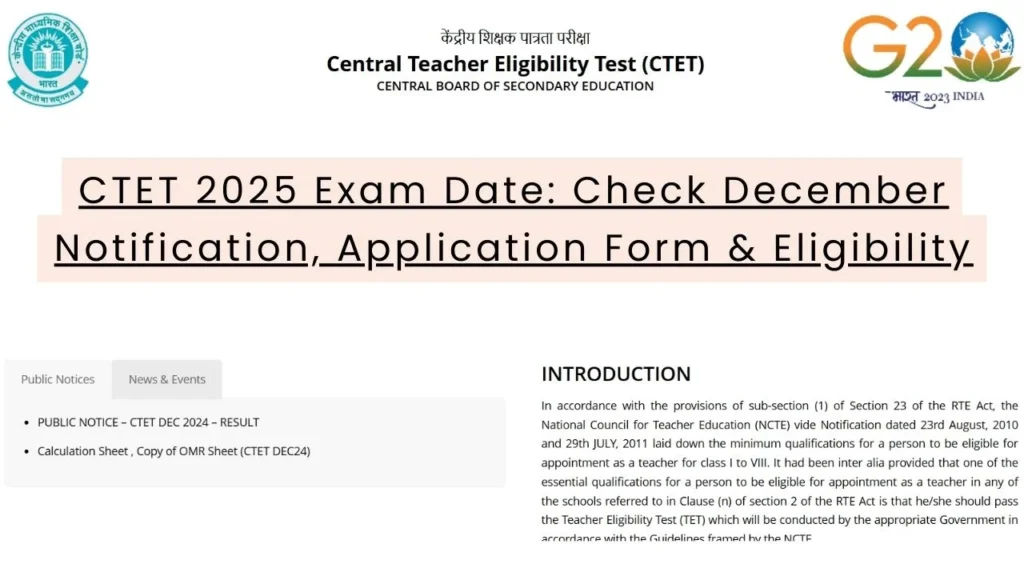 CTET 2025 Exam Date