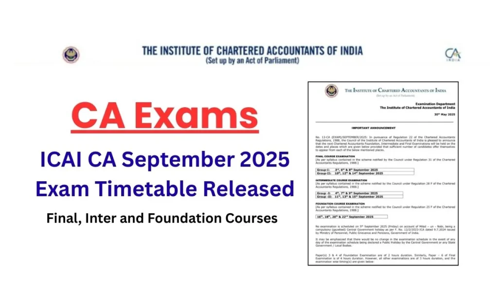 ICAI CA September 2025 Exam Timetable