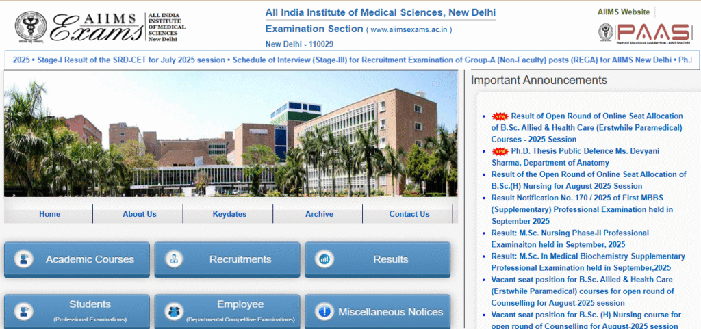 AIIMS CRE 2025 Result Download Link & Process