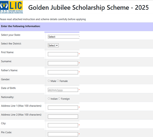 How to Apply for LIC Golden Jubilee Scholarship 2025?